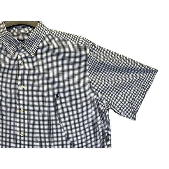 Ralph Lauren Classic Fit 2XB Blue Check Shirt Made in England Short Sleeve - Picture 13 of 16